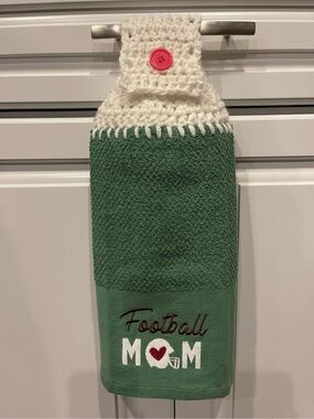 Crochet Top Kitchen Towel- Football Mom